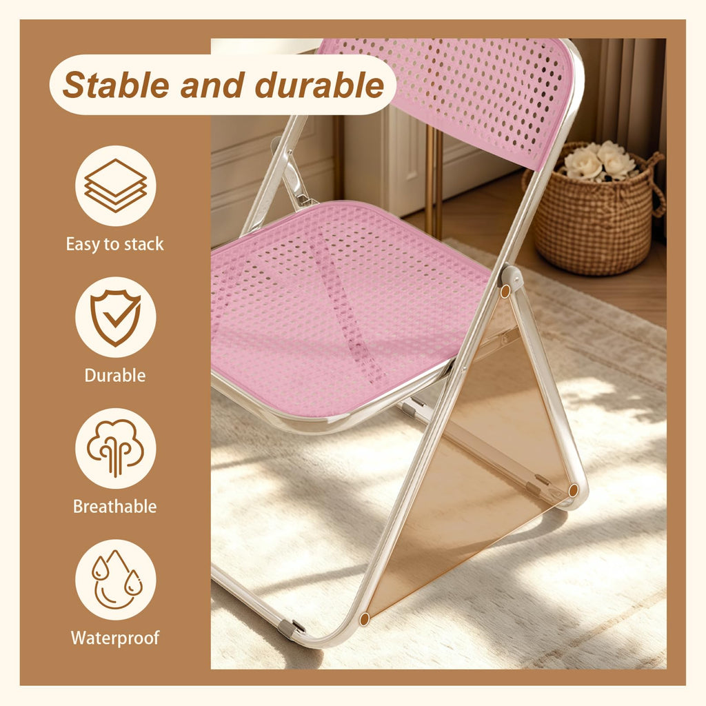 Folding Chairs 300lb Capacity Steel Frame 2-Pack Pink Y8691