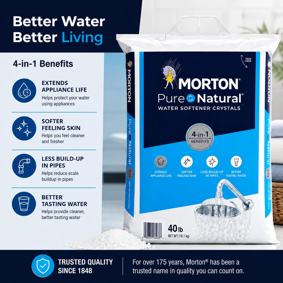 Pure and Natural Water Softener Crystals 40lbs H817349