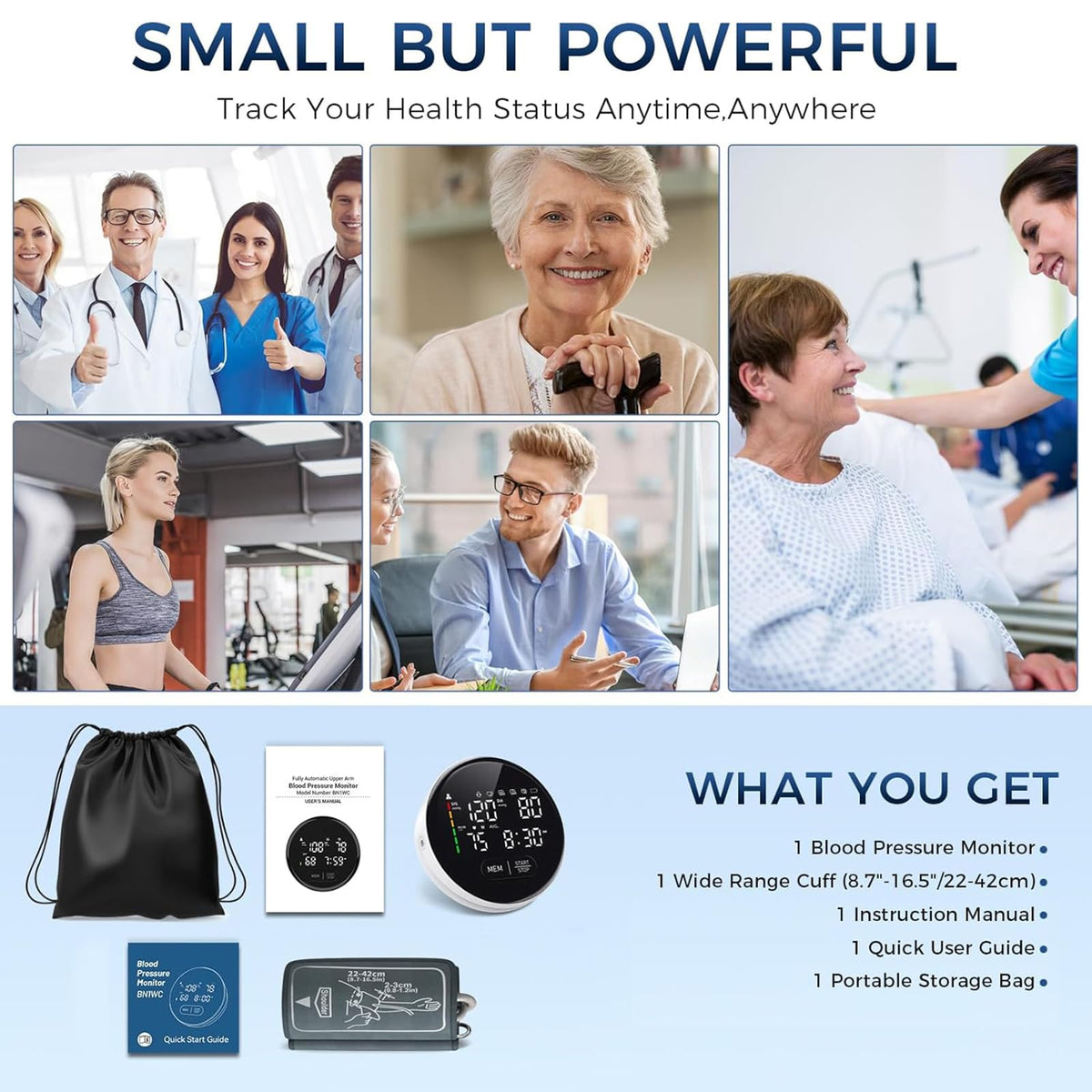 Blood Pressure Monitor Upper Arm Adjustable Cuff Voice Broadcast Large Backlit Display 240 Sets Memory M7722