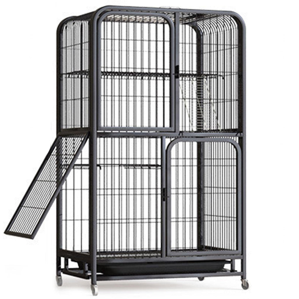 Small Animal Cage with Hammock, Pull Out Tray, Black B47138