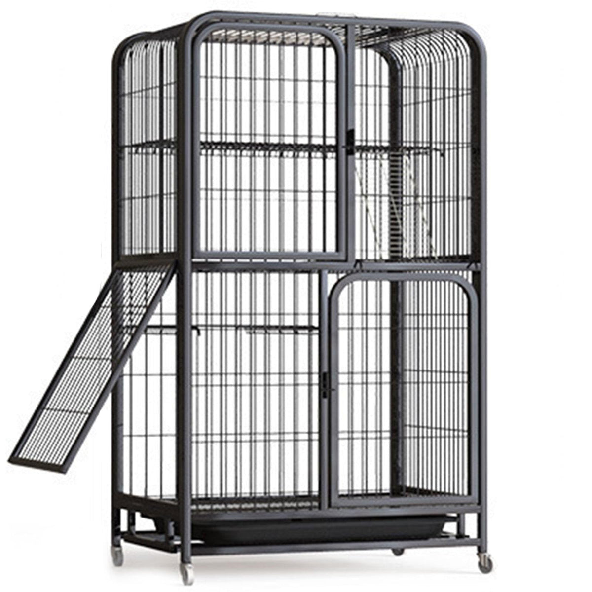 Small Animal Cage with Hammock, Pull Out Tray, Black B47138