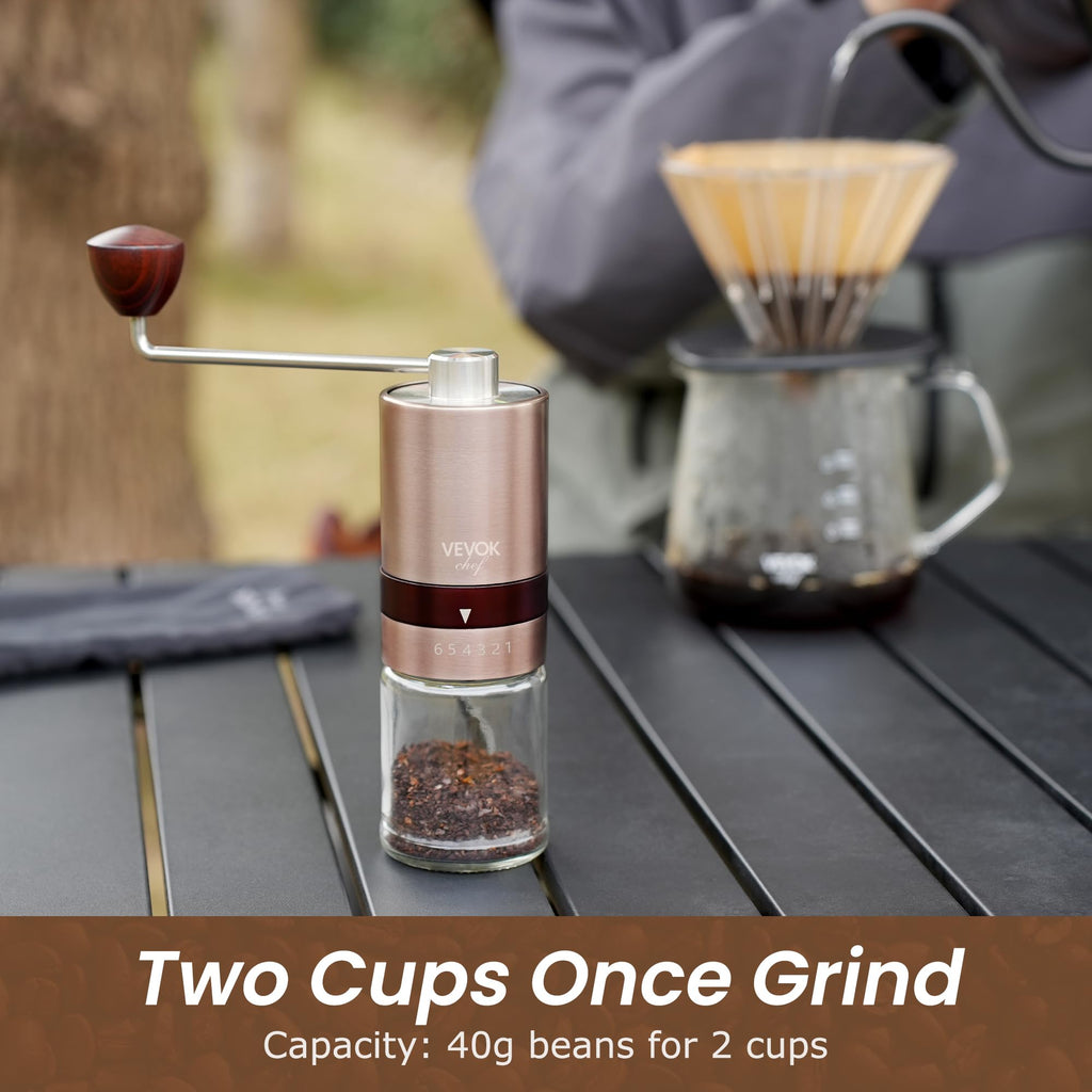 Gold Manual Stainless Steel Burr Coffee Grinder with Portable Bag U659032