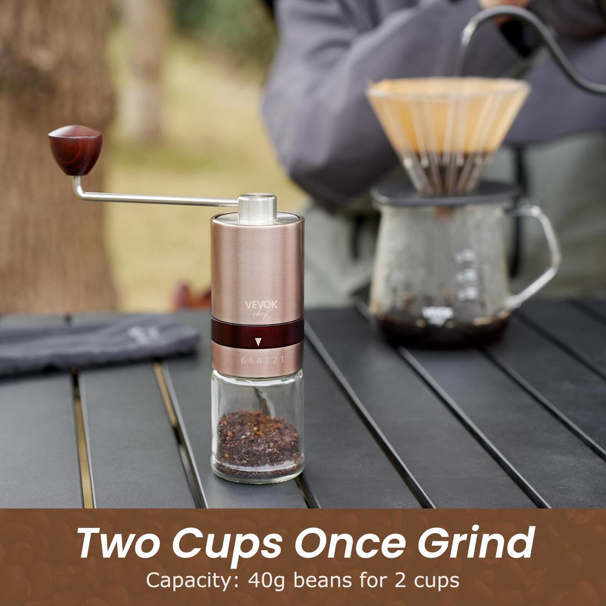Gold Manual Stainless Steel Burr Coffee Grinder with Portable Bag U659032