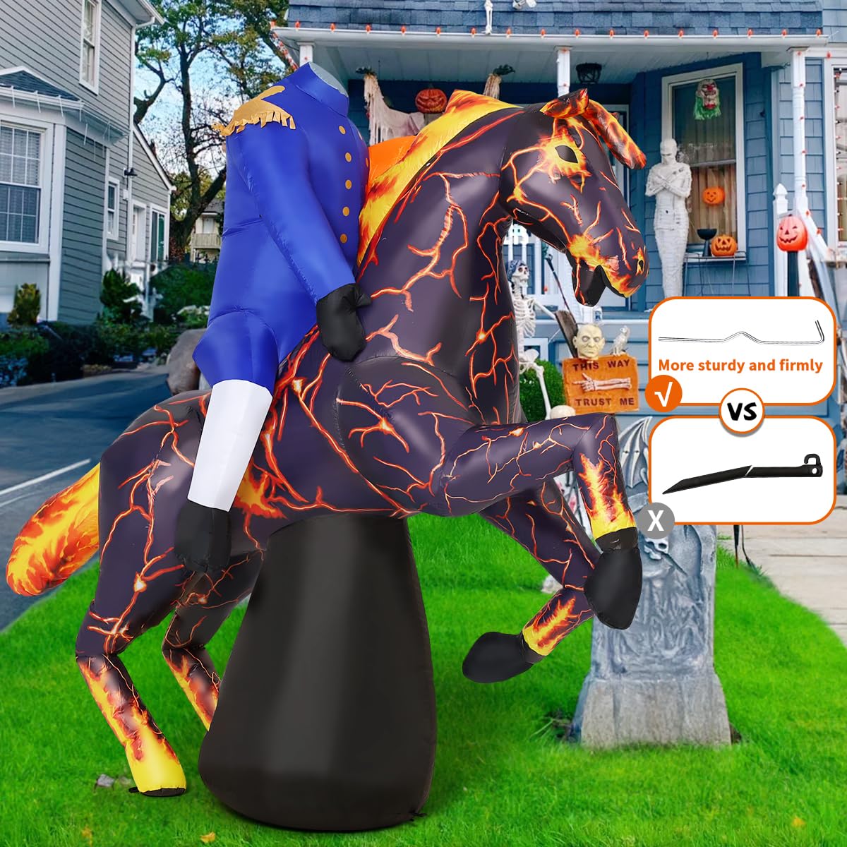 6FT Halloween Inflatables Headless Horseman with Built-in LEDs M146165