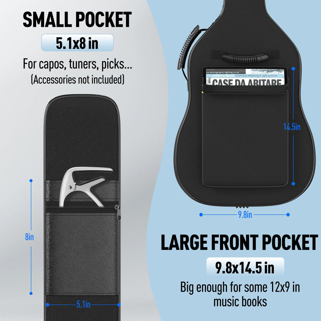 Black Acoustic Guitar Gig Bag with 0.35 Inch Foam Padding N60063