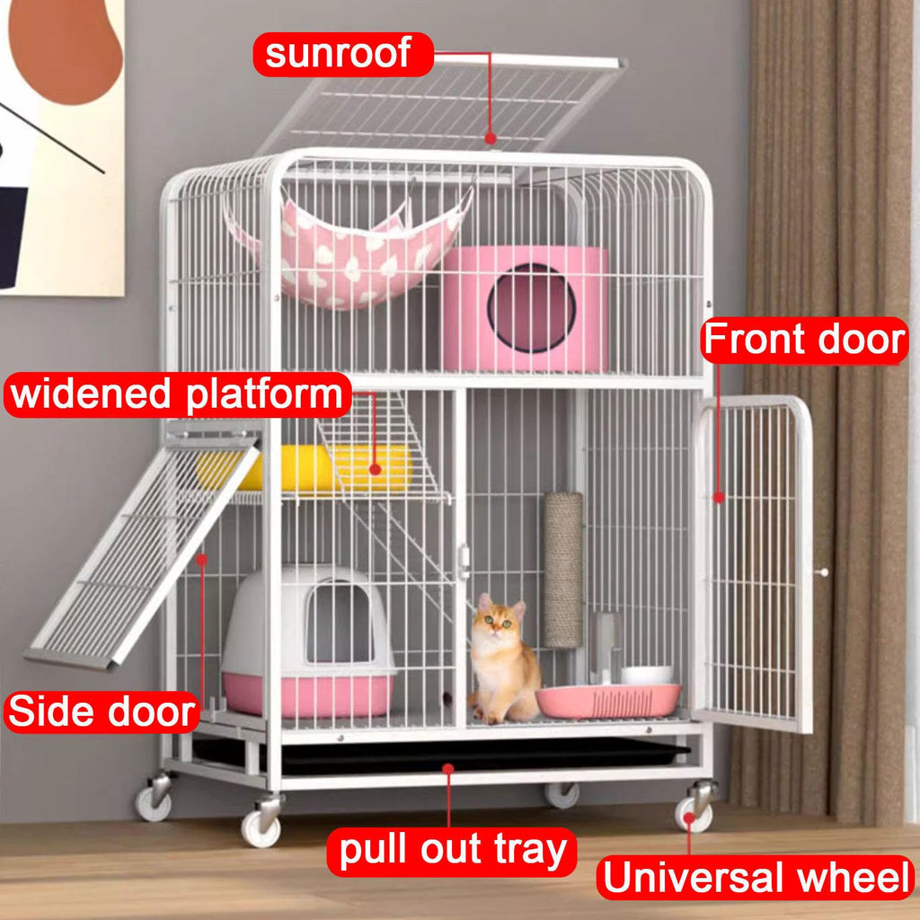 Small Animal Cage with Hammock, Pull Out Tray, Black B47138