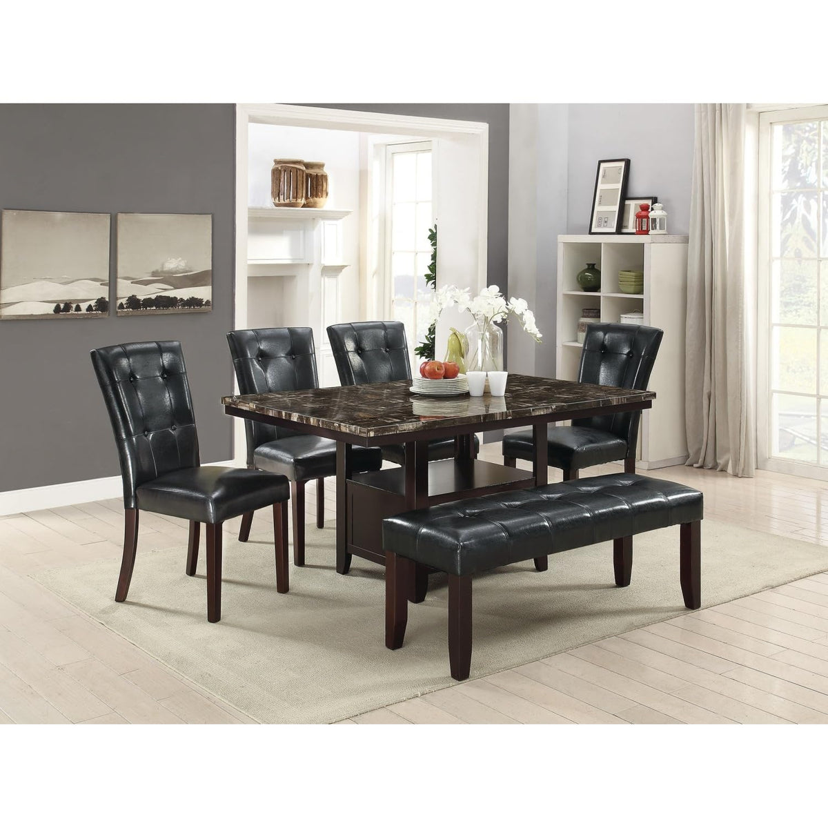 Black Faux Leather Parson Chairs Set of 2 H760897