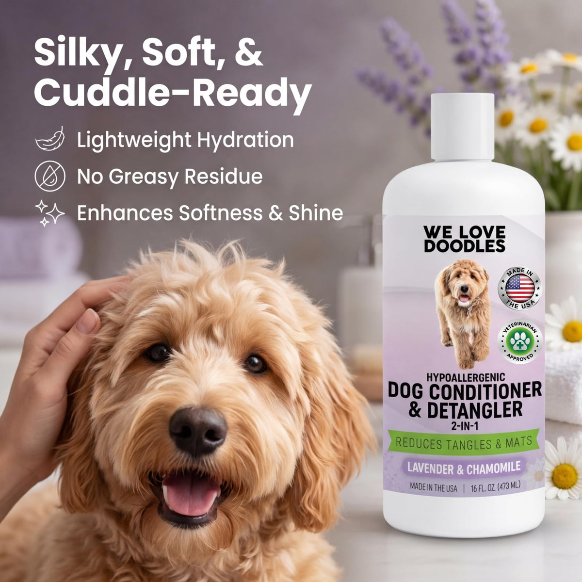 2-in-1 Dog Conditioner & Detangler, Lavender, 16OZ B3170
