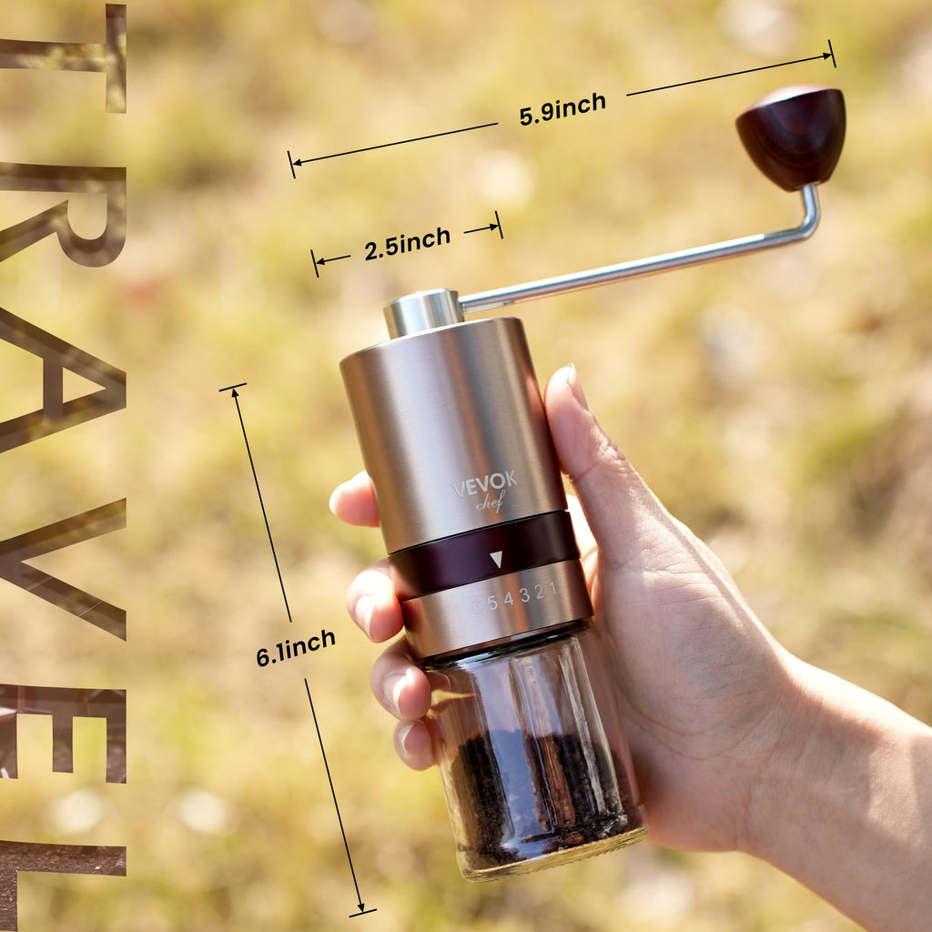 Gold Manual Stainless Steel Burr Coffee Grinder with Portable Bag U659032