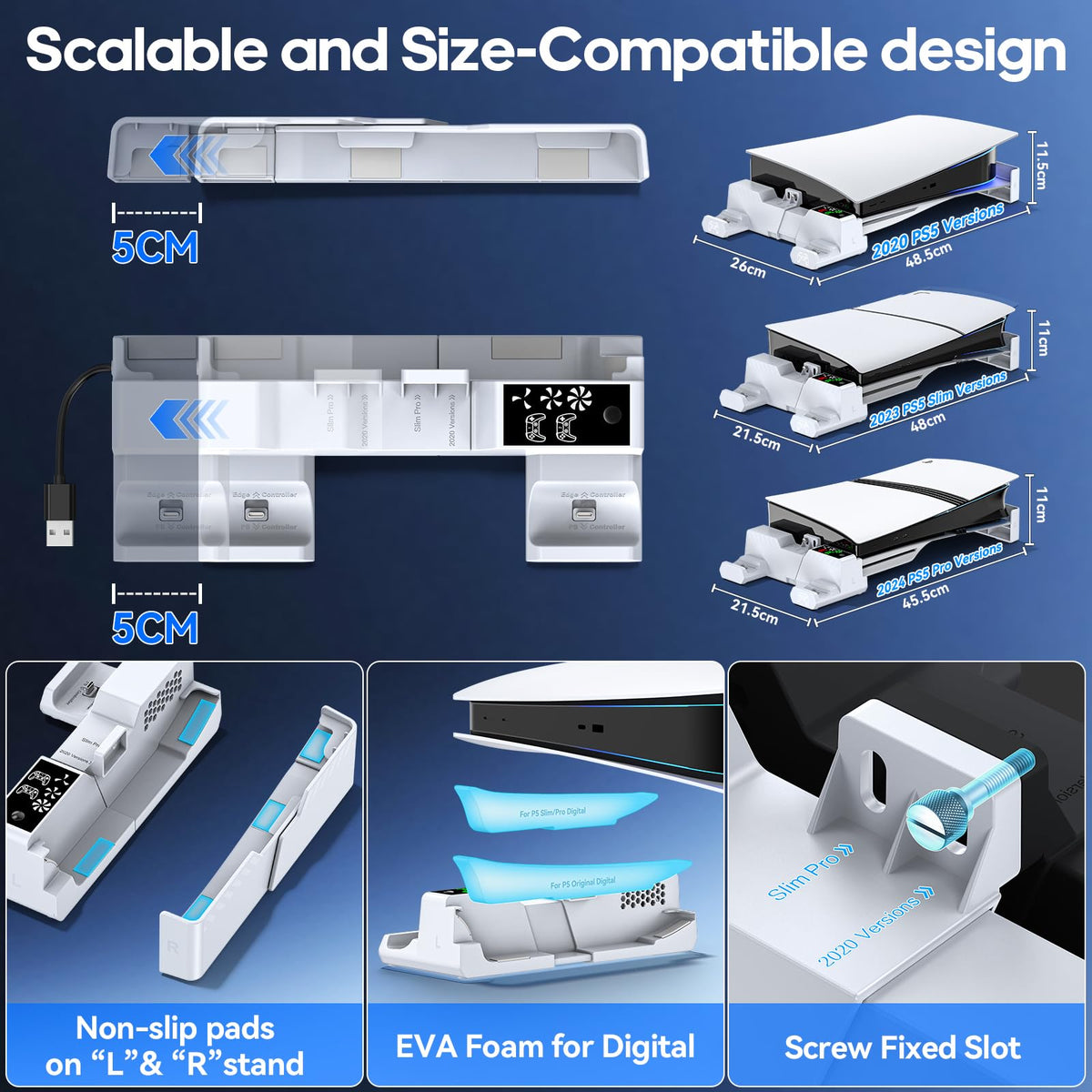 PS5 Horizontal Stand and Cooling Station with Controller Charging Station C872938