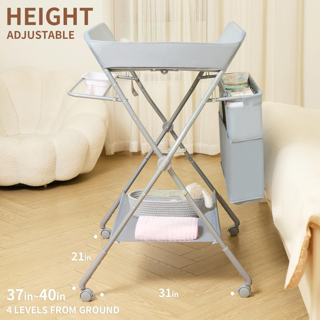 Foldable Baby Changing Table with Wheels T877