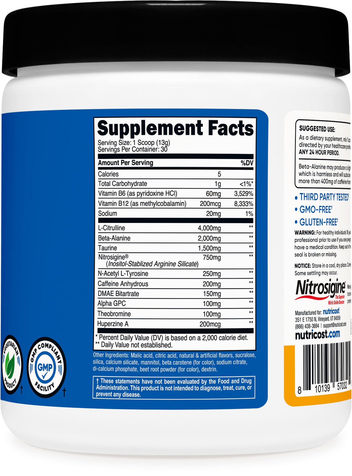 Pre-Workout Complex Powder Peach Mango 30 Servings V7546