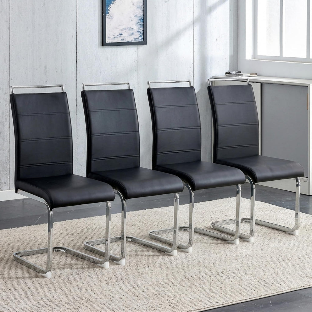 Black Faux Leather Dining Chairs Set of 4 H86200