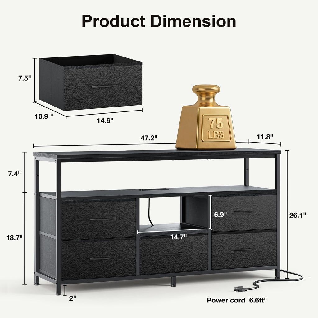 55 Inch Dresser TV Stand with Fabric Drawers S86816