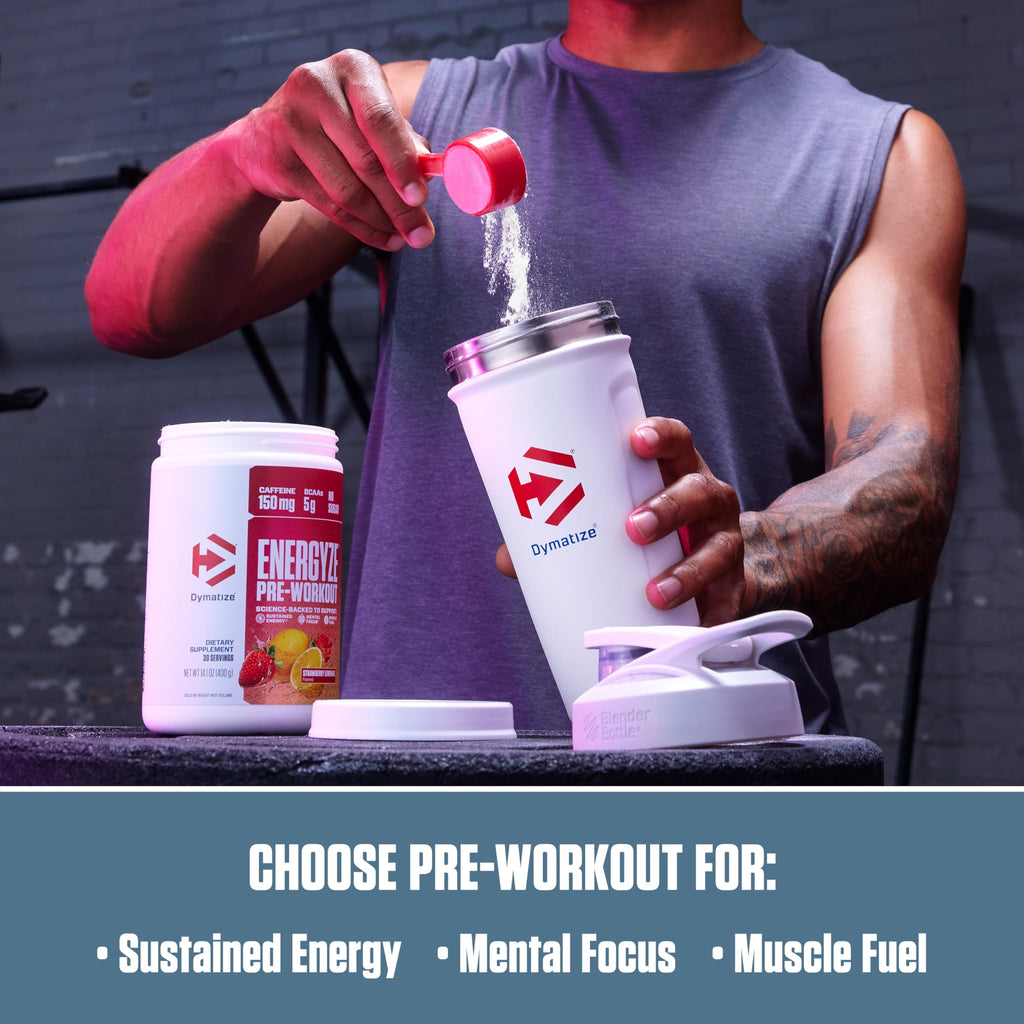 Pre Workout Powder Strawberry Lemonade 150mg Caffeine 5g BCAAs 30 Servings C555