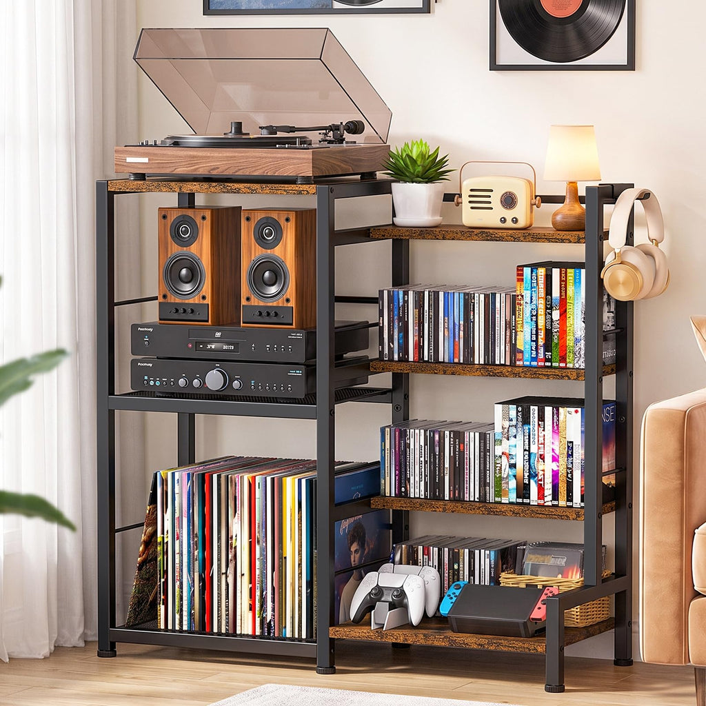 7-Tier Rustic Brown CD Storage Rack S325