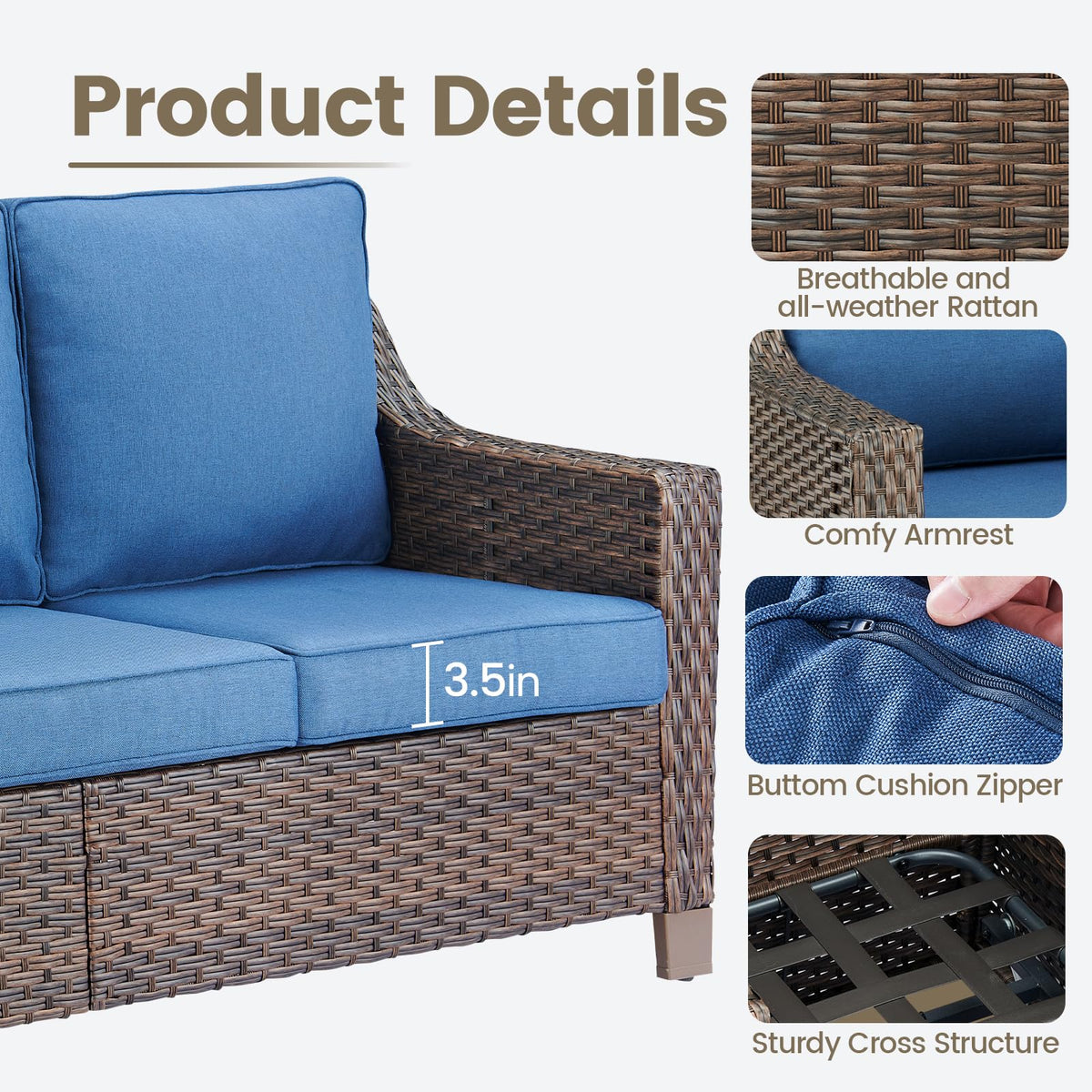 Brown PE Wicker Outdoor Sofa N19340