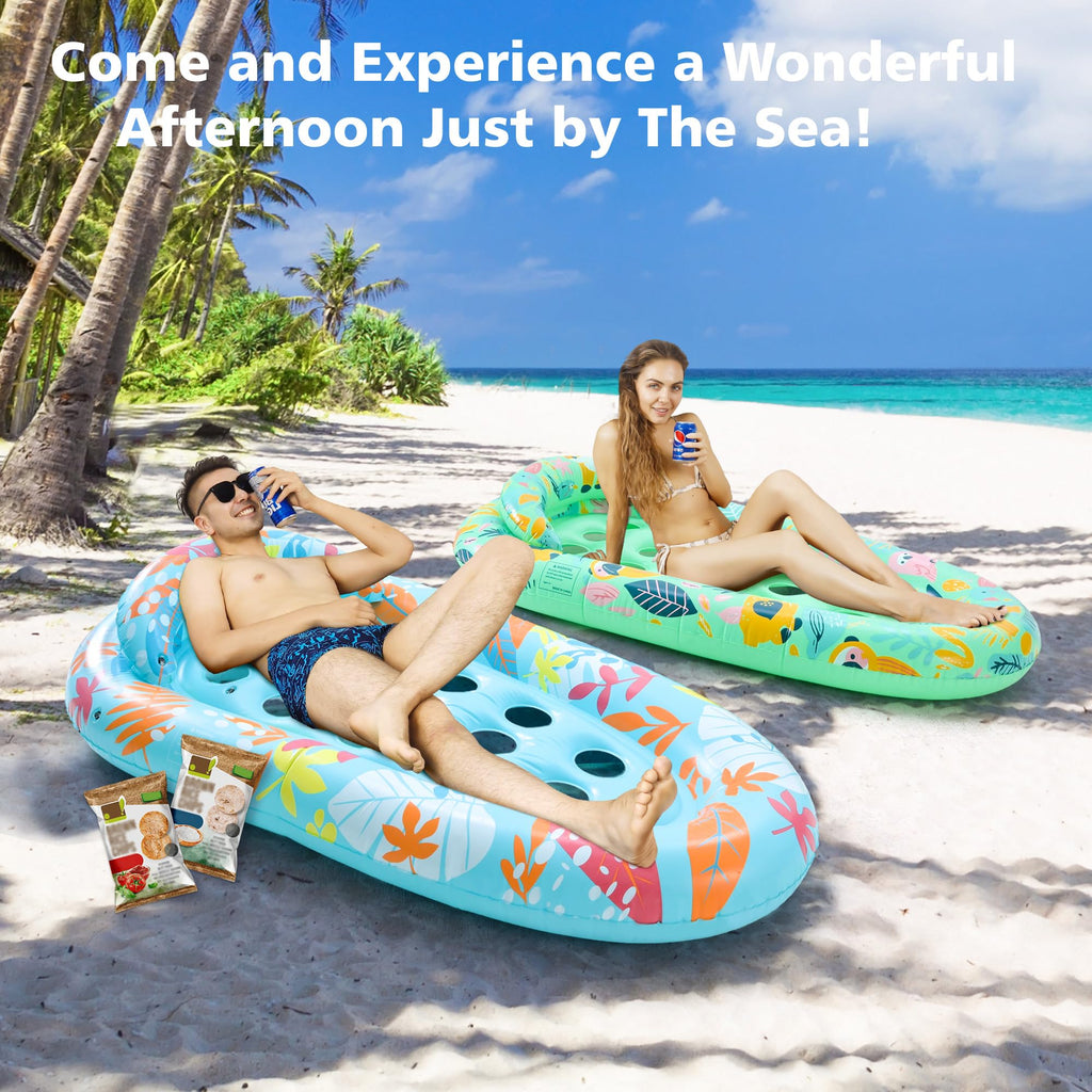 4 Pack Inflatable Pool Float Lounger with Headrest F8167