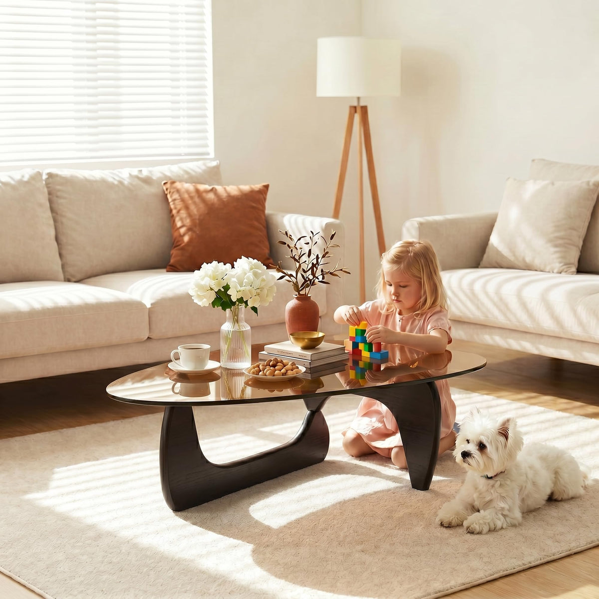 32" Black Tempered Glass Coffee Table P45079