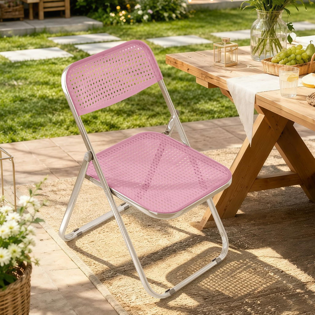 Folding Chairs 300lb Capacity Steel Frame 2-Pack Pink Y8691