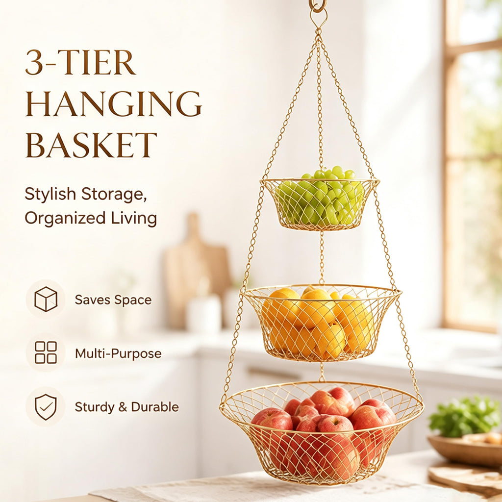 3-Tier Copper Hanging Basket W3117