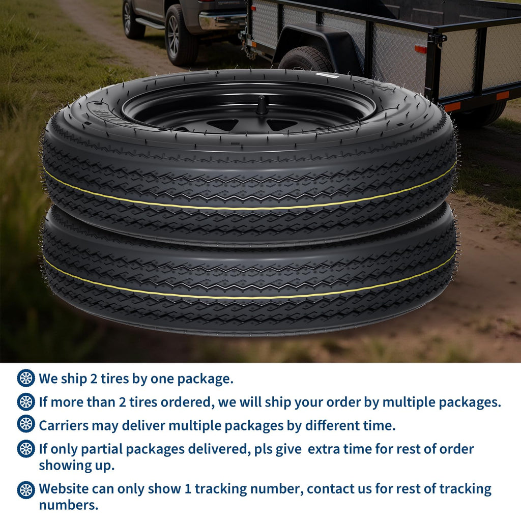 2-Pack Trailer Tire On Rim 5.30-12 4 Lug 12 in Wheels Load Range C Black F838904
