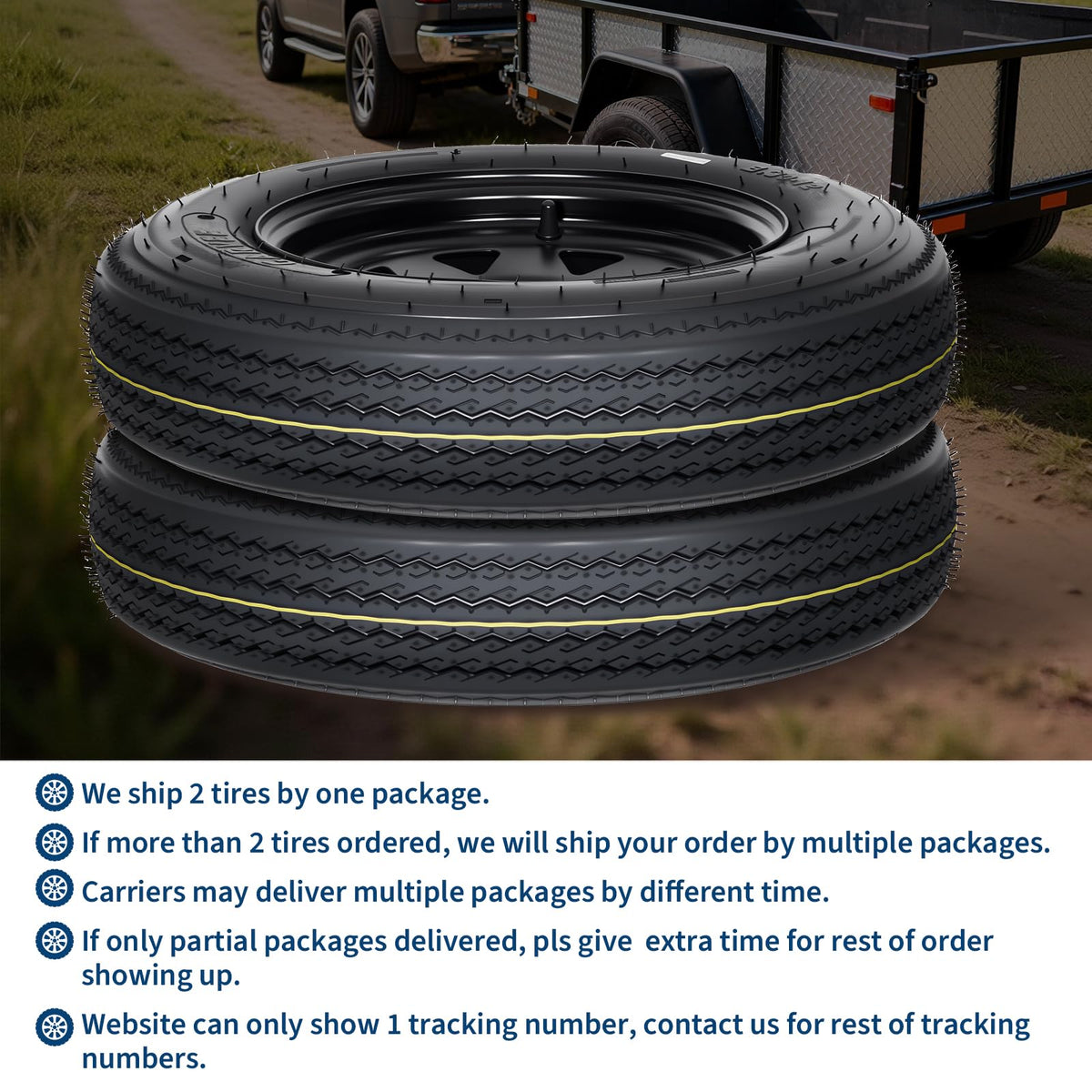 2-Pack Trailer Tire On Rim 5.30-12 4 Lug 12 in Wheels Load Range C Black F838904