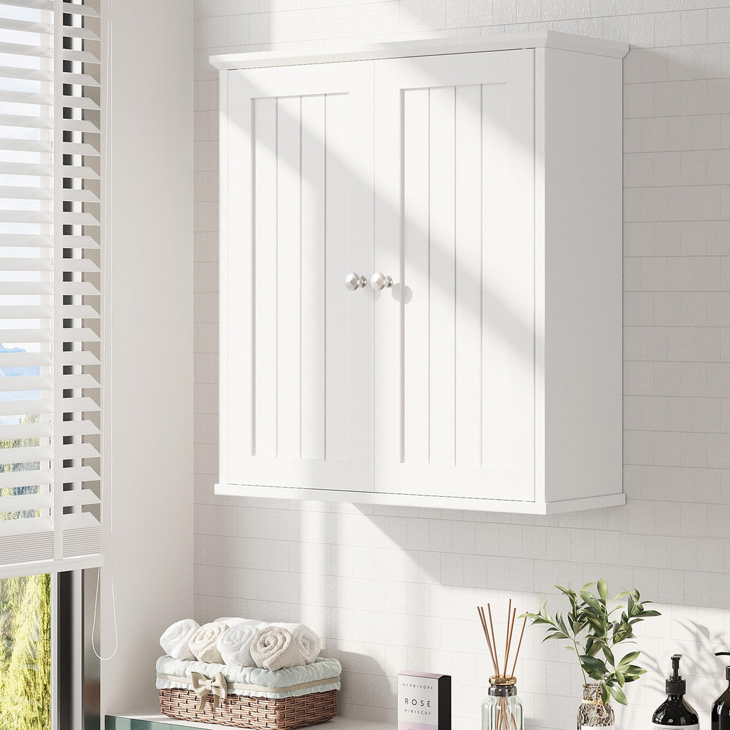 White Wall Mount Bathroom Cabinet with 2 Doors V606