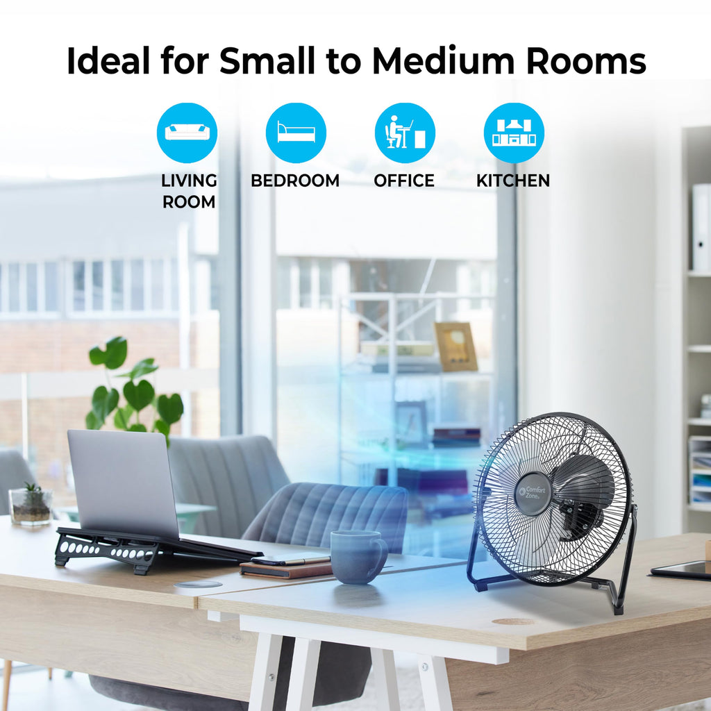 9 inch 3 Speed Metal Floor or Table Fan with Carry Handle W35465