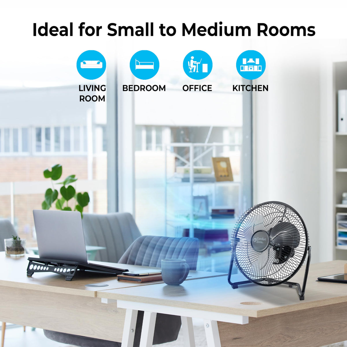 9 inch 3 Speed Metal Floor or Table Fan with Carry Handle W35465