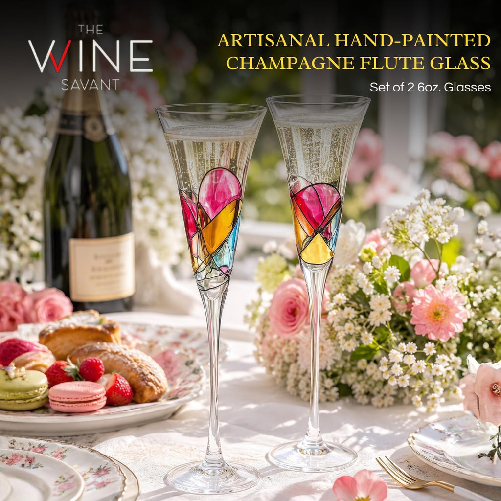 Hand Painted Martini Champagne Cocktail Glasses 2 Set R225