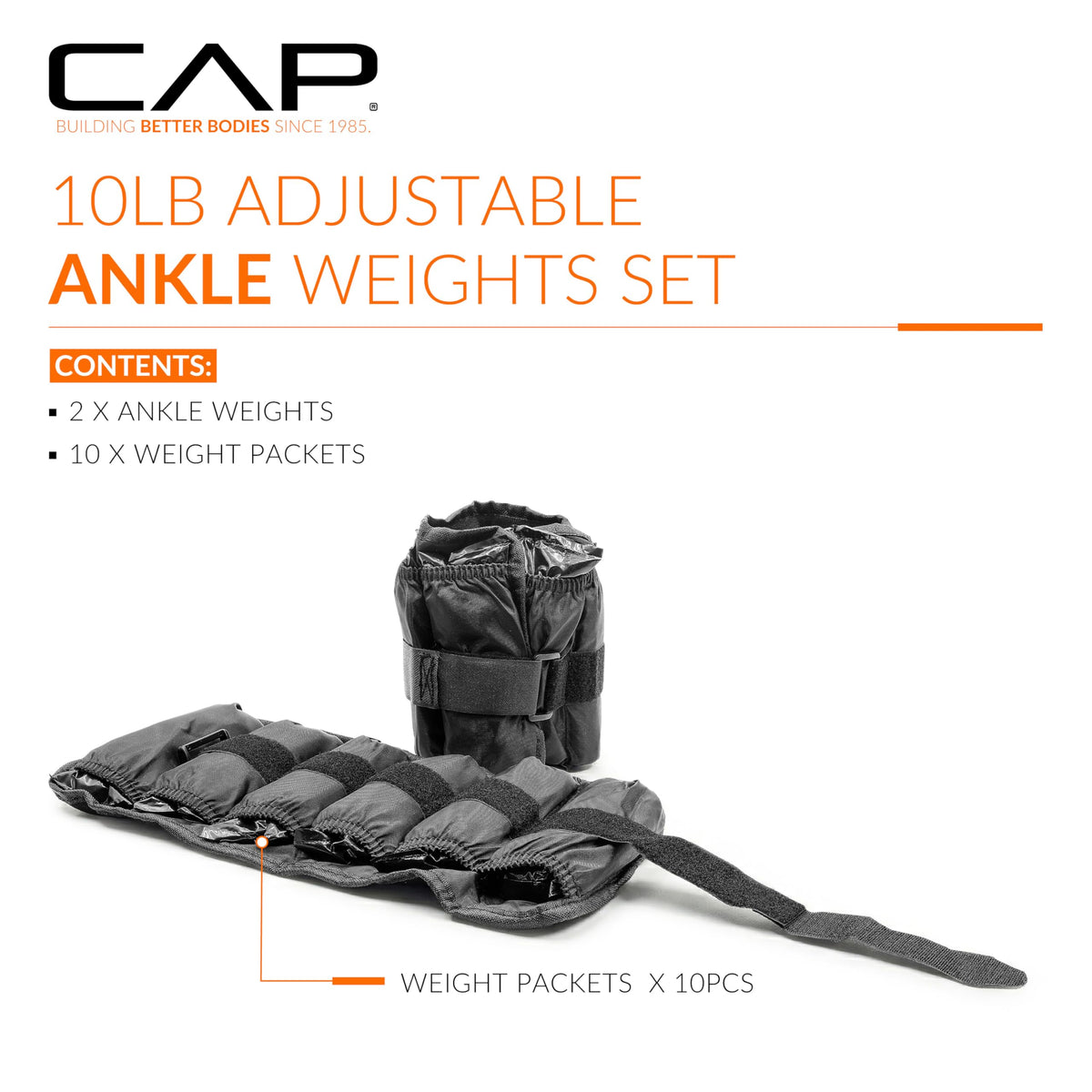 Adjustable Ankle Weights 10-20lb Pair Black P338350