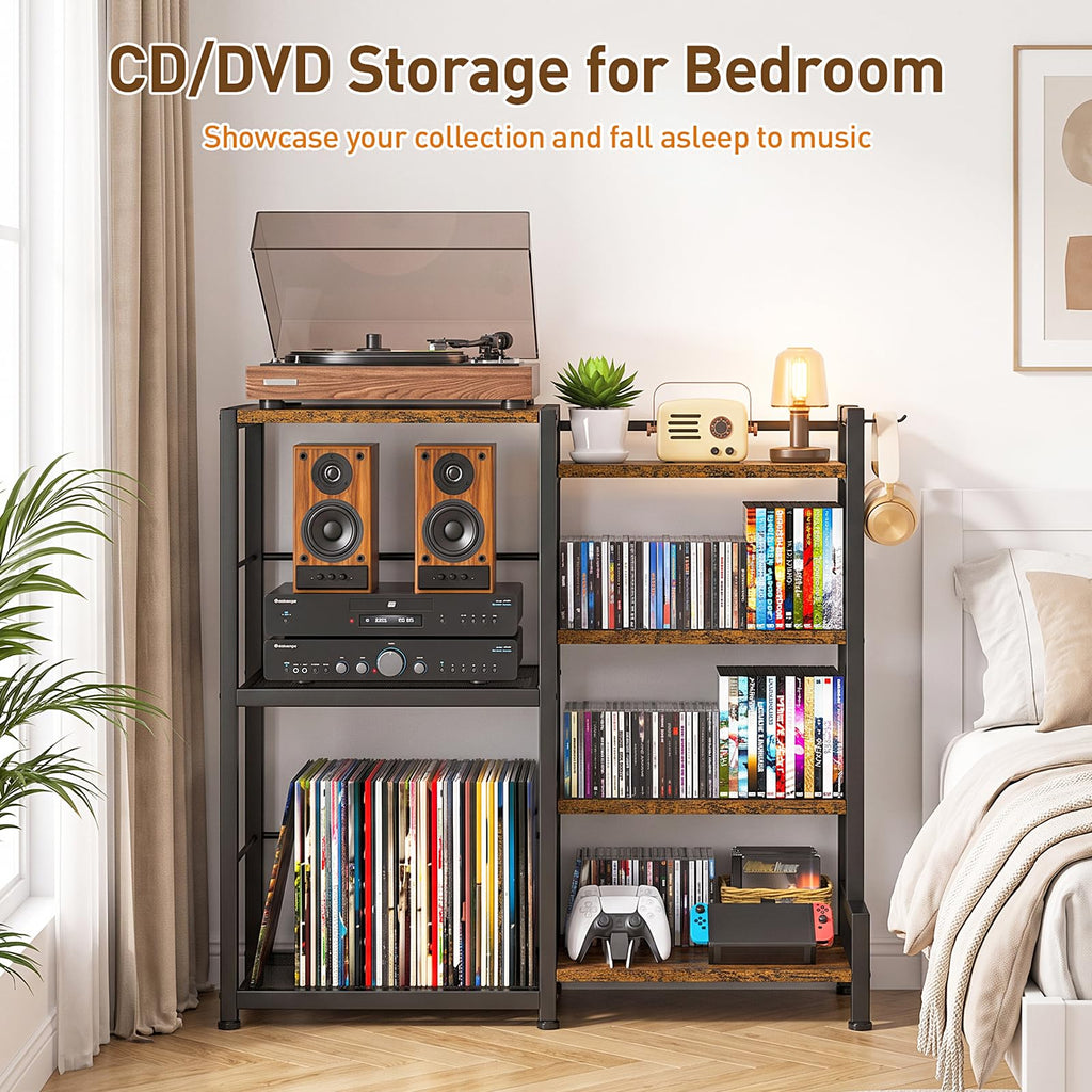 7-Tier Rustic Brown CD Storage Rack S325