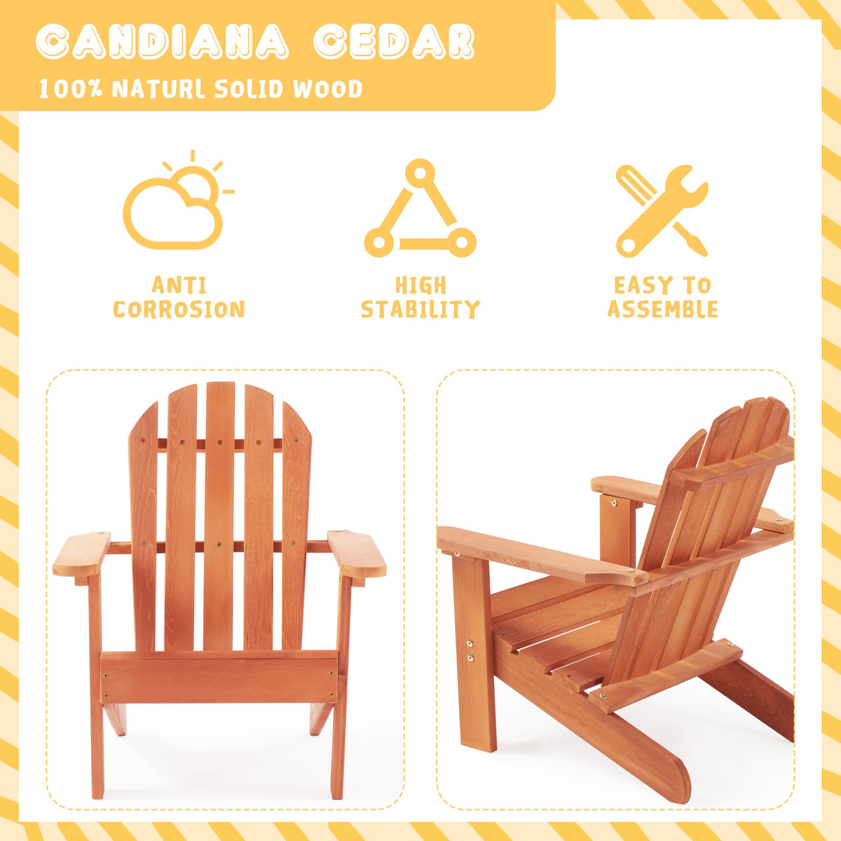 Kids Outdoor Wooden Adirondack Chair V71494