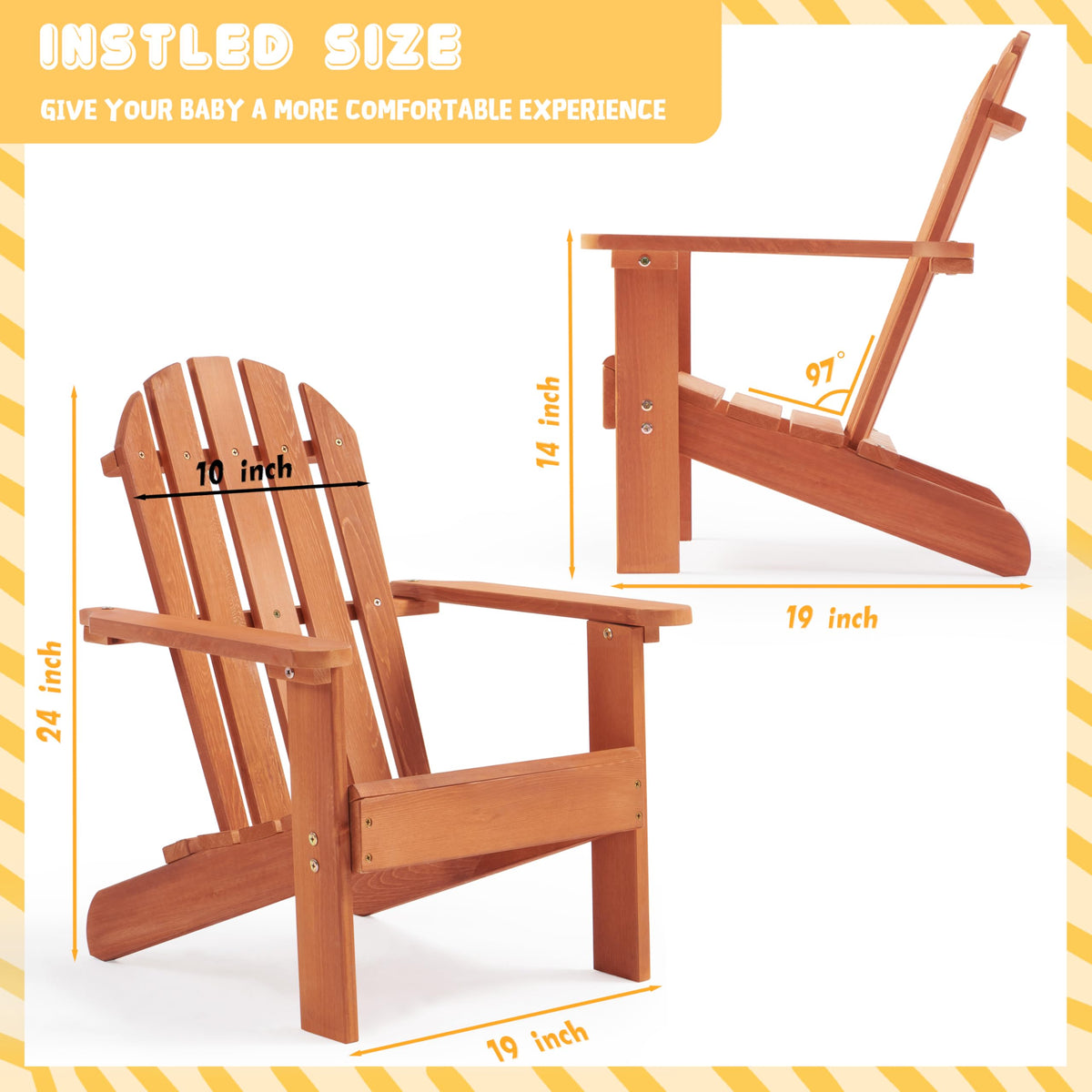 Kids Outdoor Wooden Adirondack Chair V71494