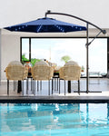 10 ft Navy Blue Cantilever Umbrella with Solar Lights M841