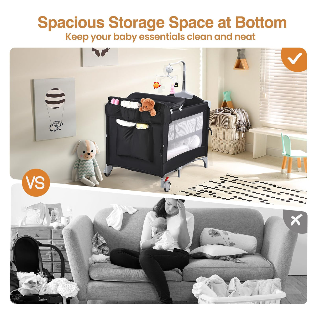 5-in-1 Pack and Play with Bassinet and Changing Table O7158