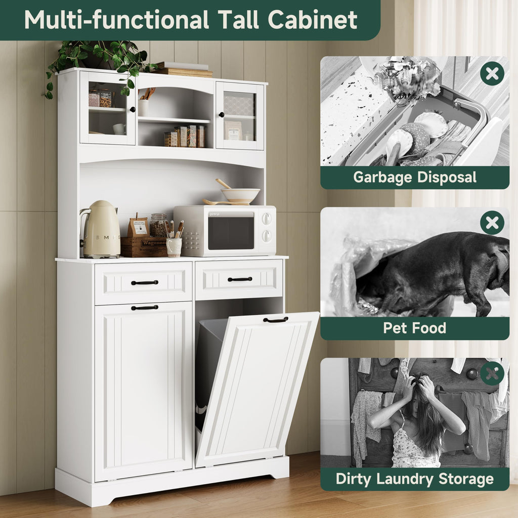 Tilt Out Trash Can Cabinet with Power Outlet H9354