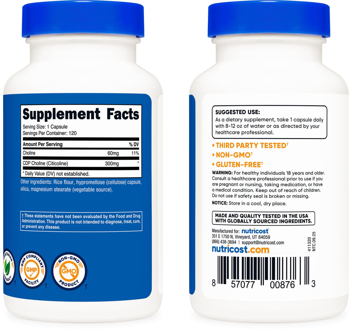 CDP Choline 300mg 120 Vegetarian Capsules A64663