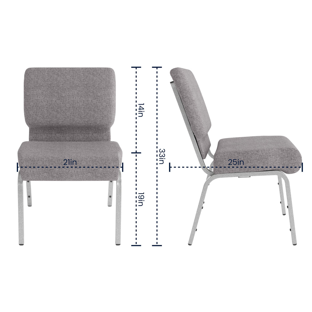 Gray 21" W Stacking Church Chair 4-Pack J462223