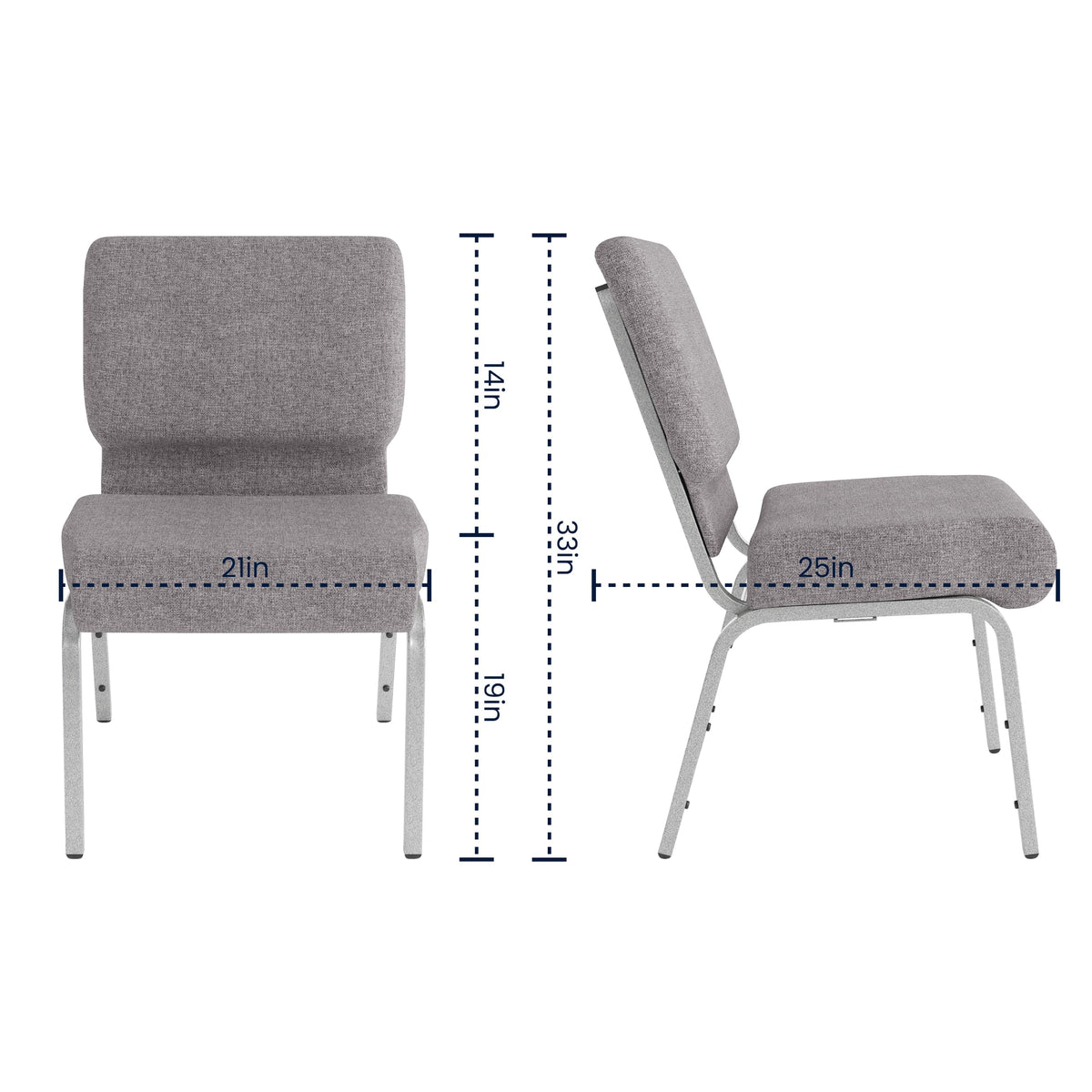 Gray 21" W Stacking Church Chair 4-Pack J462223
