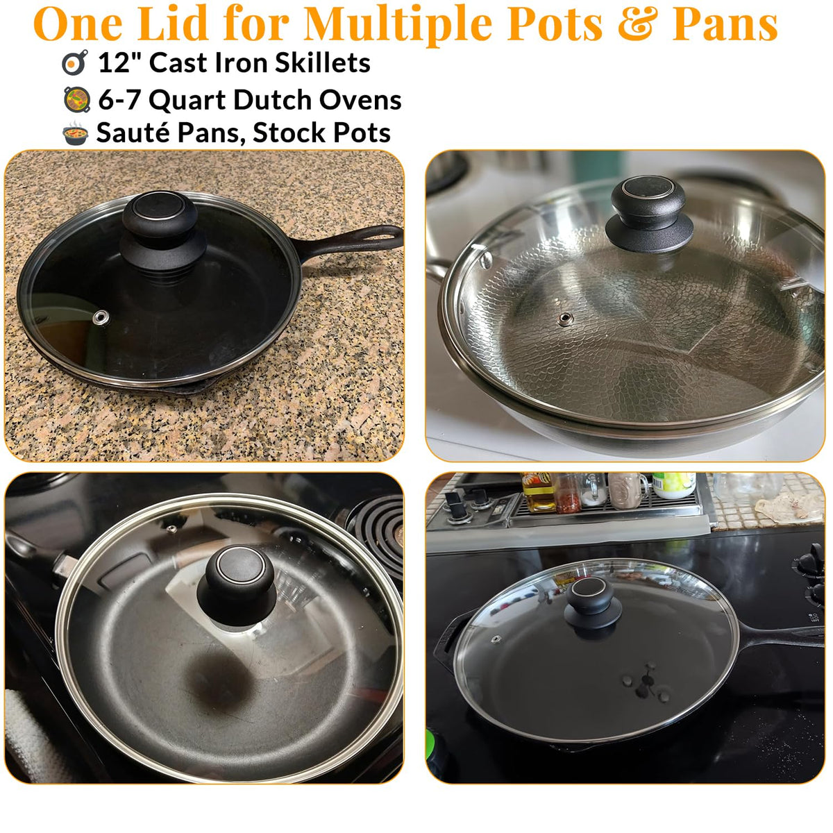 12 Inch Tempered Glass Lid for Frying Pan & Skillet O49410