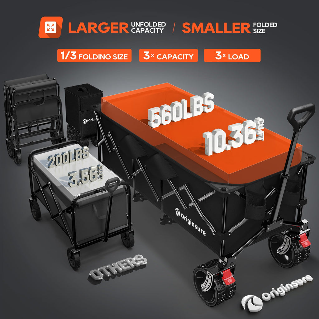 Black Foldable Beach Wagon with Big Wheels Z49570