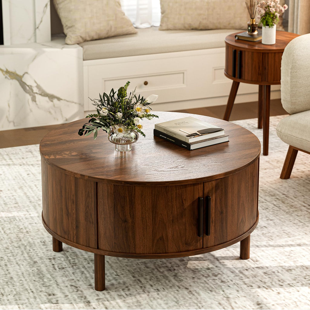 Round Coffee Table with Sliding Doors Z43058