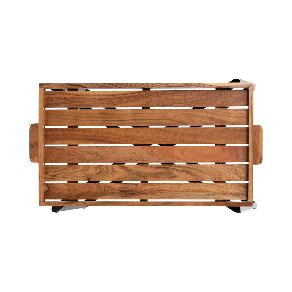 Natural Brown and Black Wood Tray Table with Removable Serving Tray Top P9103