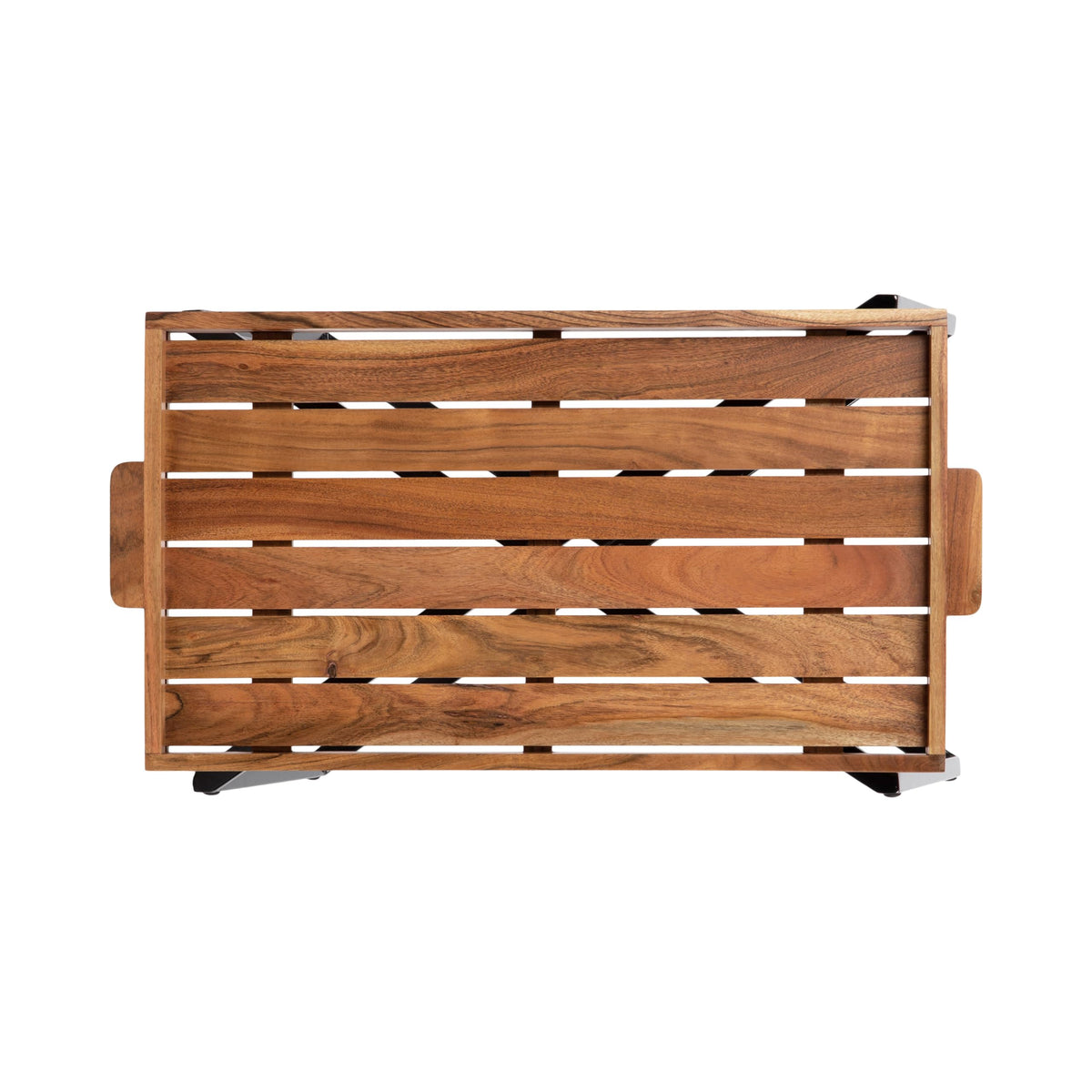 Natural Brown and Black Wood Tray Table with Removable Serving Tray Top P9103