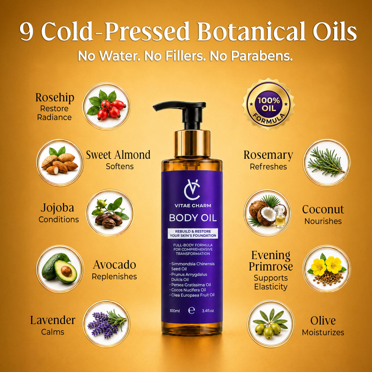 Body Oil 13.6 fl oz 4 Pack Q919869
