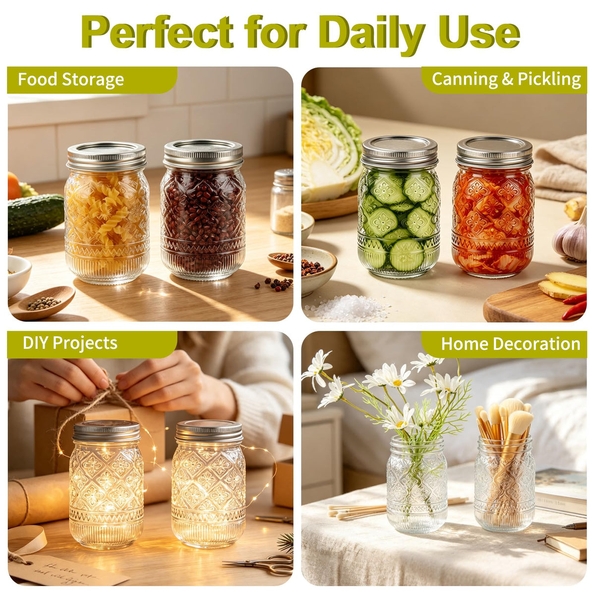 12 oz 20 Pack Mason Jars with Lids and Bands L901389