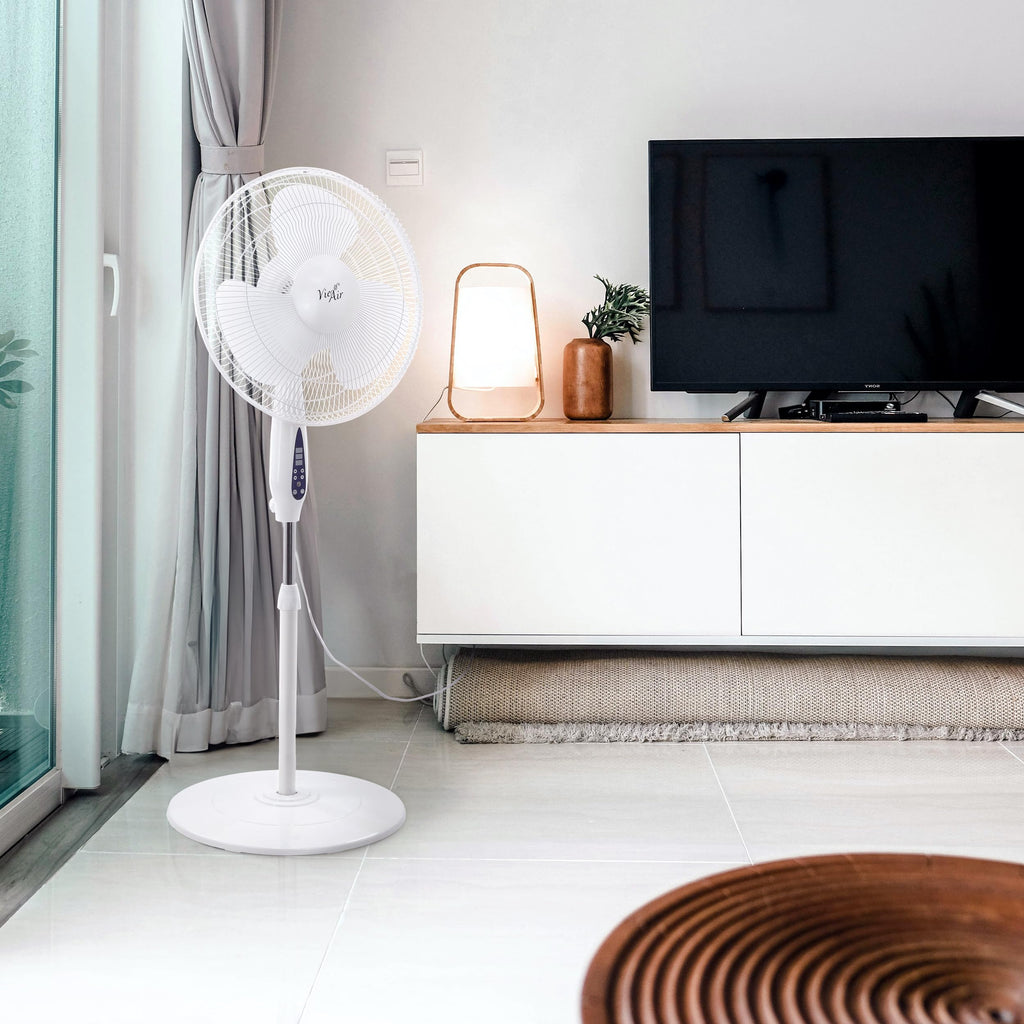 16 Inch 3 Speed Oscillating Stand Fan with Timer and Remote Control S9491