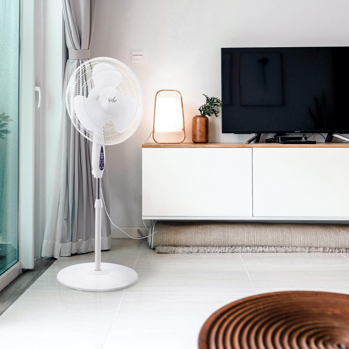 16 Inch 3 Speed Oscillating Stand Fan with Timer and Remote Control S9491